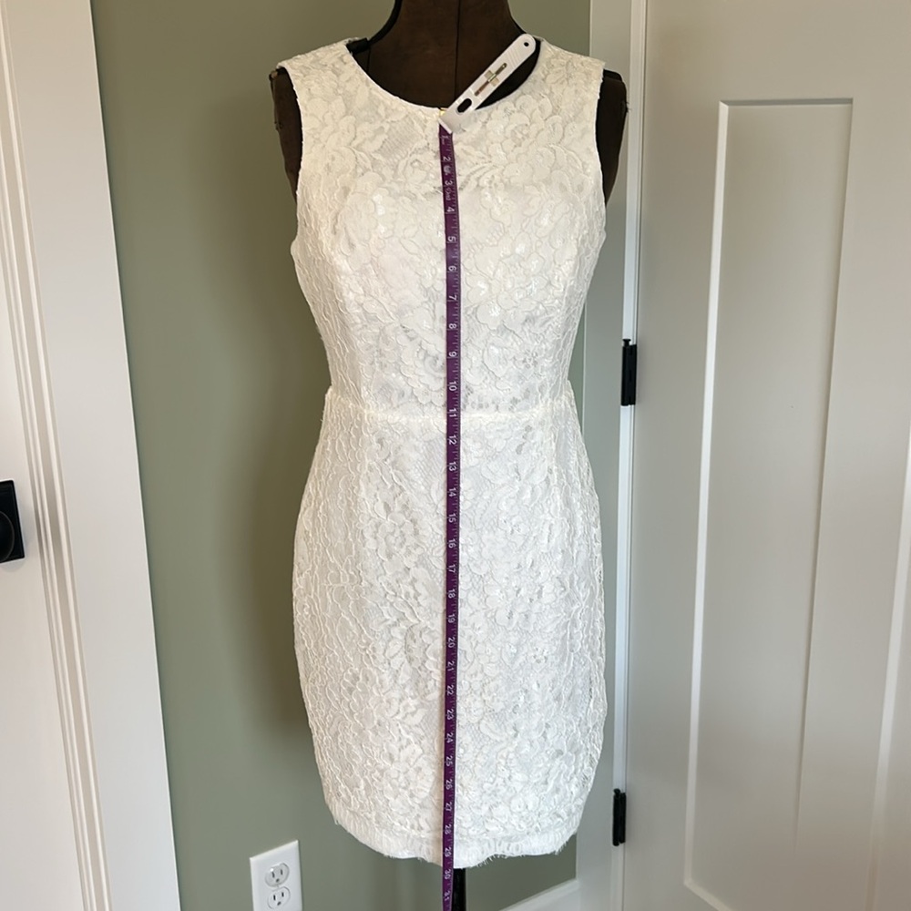 Graduation white backless sleeveless lace dress fully lined size M Lulus…